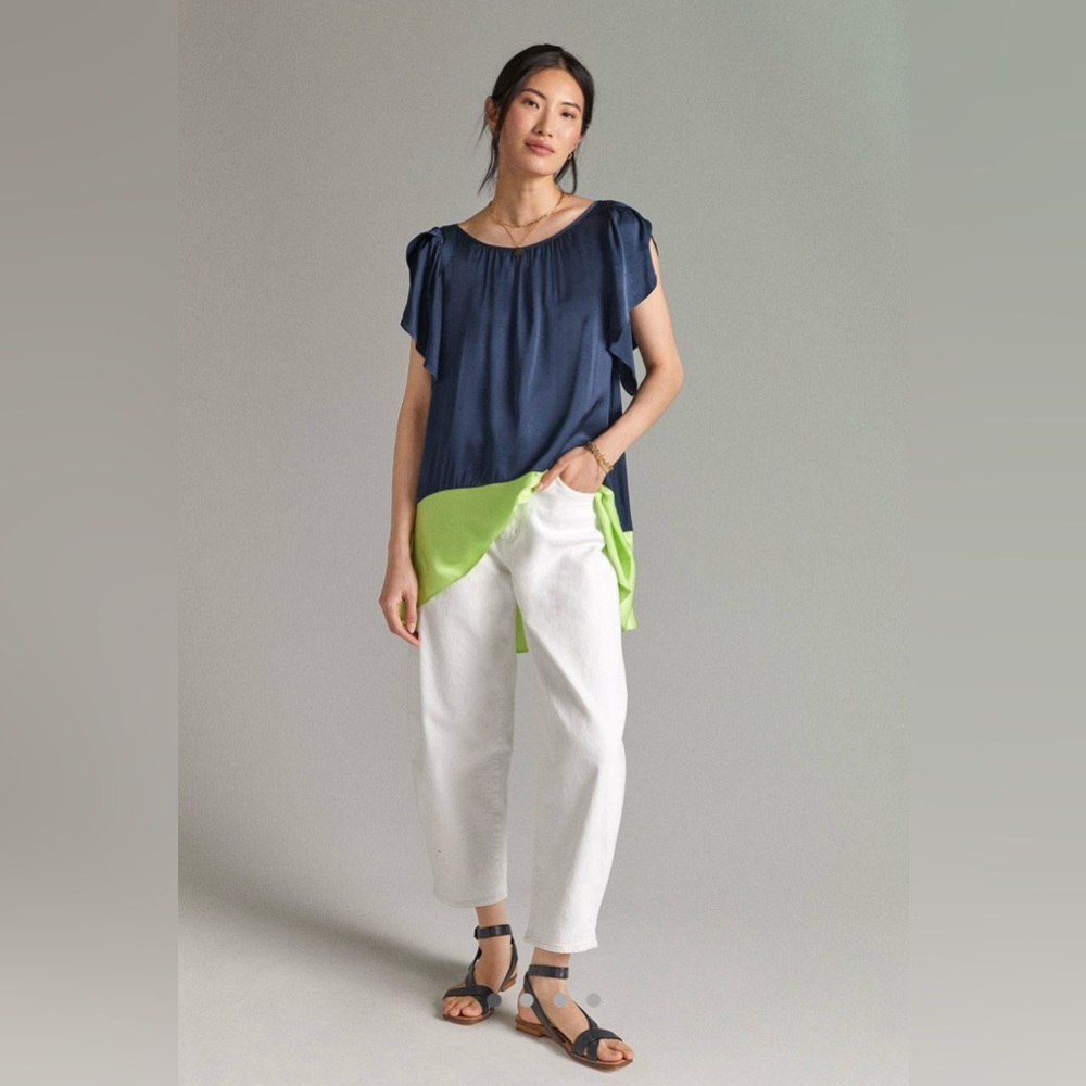 Anthropologie X Maeve Colorblock Tunic Blouse - Picture 1 of 4